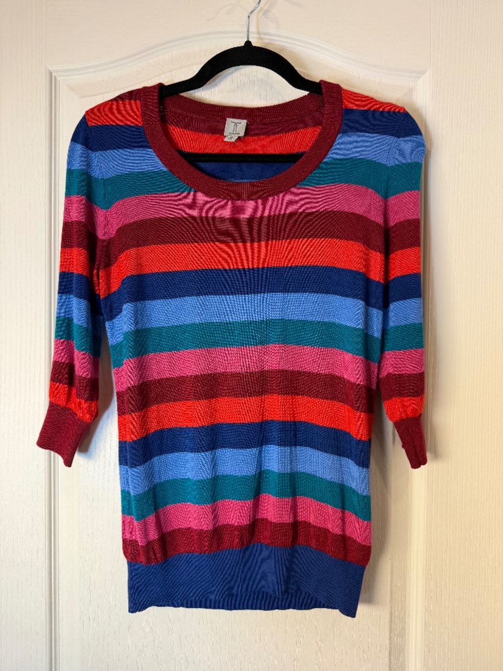 Tristan Multicolor Striped Knit Sweater Women’s S 3/4 Sleeve Colorful Size Small